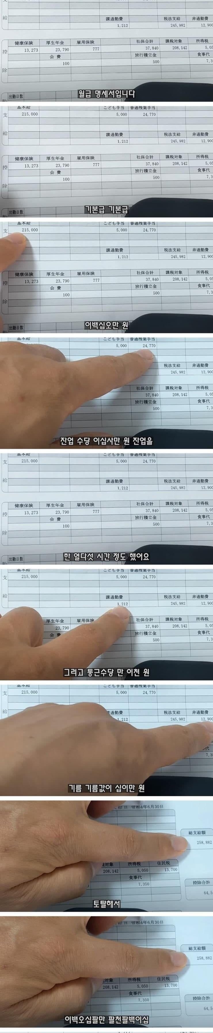 일본 중소회사 실제 수령 월급