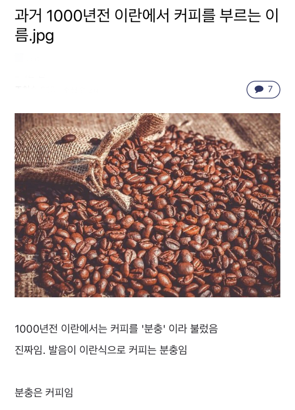 천년 전 이란에서 커피를 부르던 말
