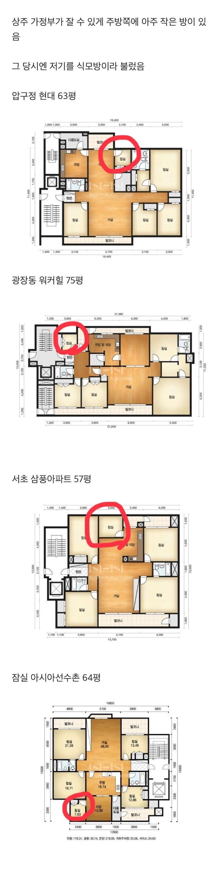 옛날 한국 아파트 설계도에 꼭 있는 방