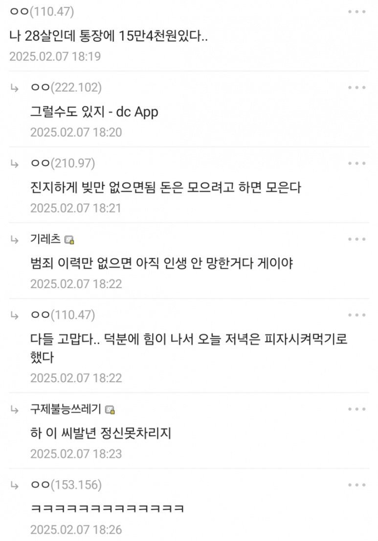 "28살인데 15만 4천원 있다....."