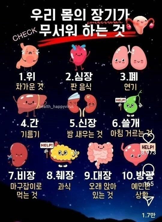 우리몸의 장기들이 무서워 하는것.jpg