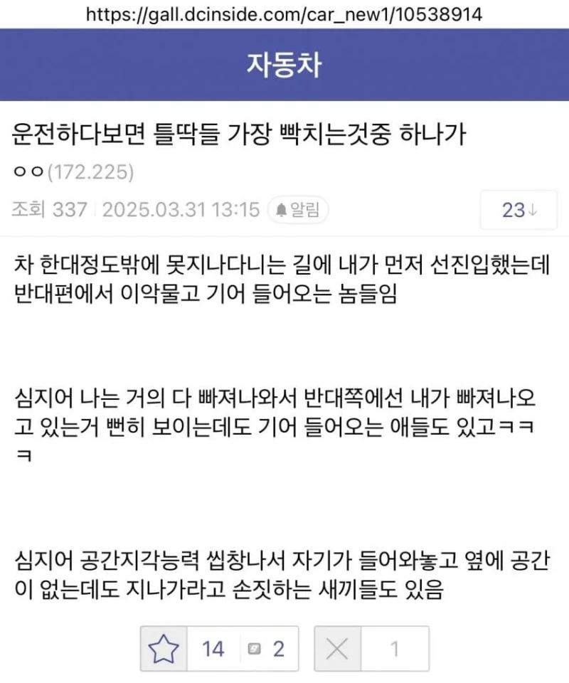 운전할때 빡치게 하는 놈 대처법
