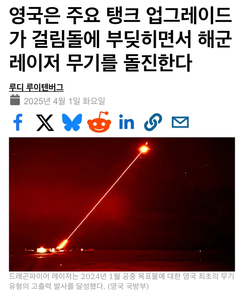 인간의 반응속도로는 절대 못피한다는 레이저 무기 근황 ㅎㄷㄷㄷ