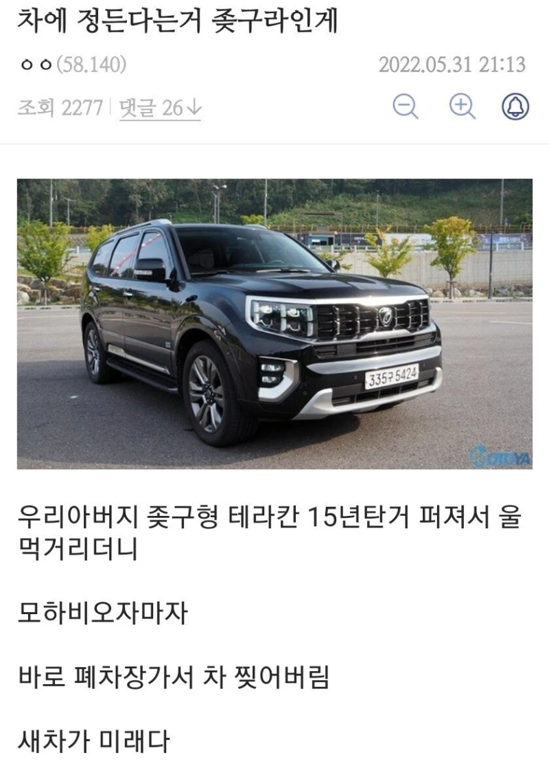 차에 정든다는 거 ㅈ구라인게.jpg