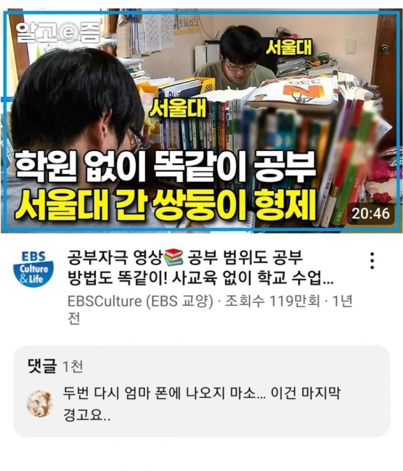 학원 없이 서울대 간 쌍둥이들을 향한 경고