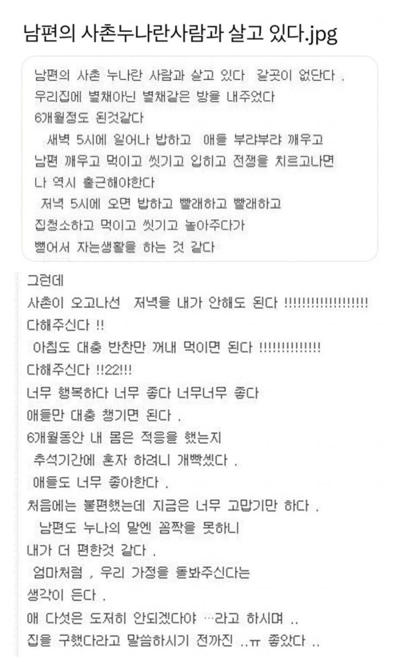 남편의 사촌누나란 사람과 살고 있다