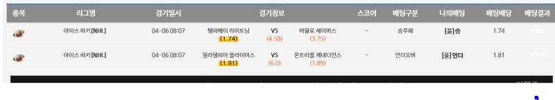 04/05   NHL  주력 2폴