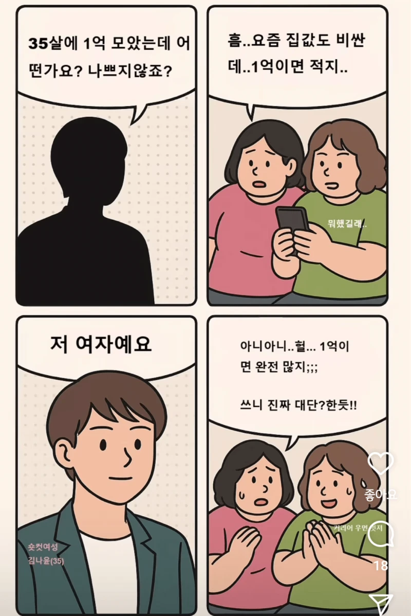35살에 1억 모았는데 어떤가요?