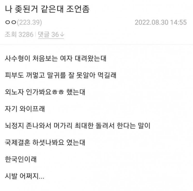 ㅈ된거같은데 조언좀 해달라는 디시인.jpg