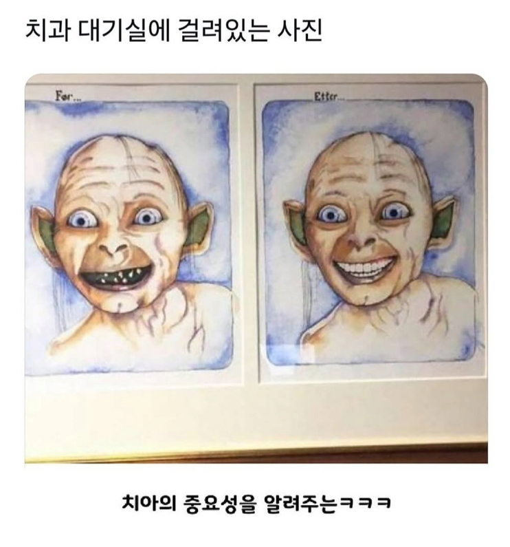 치과ㅓ 대기실에 걸려있는 사진
