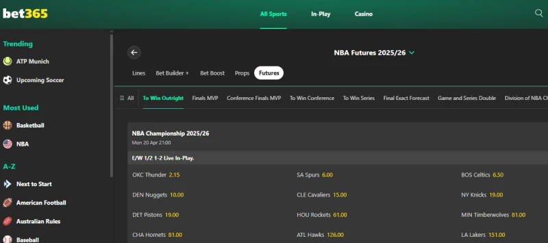 NBA  우승배당