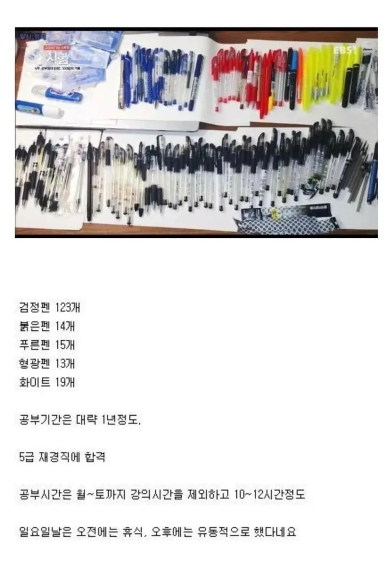 5급 공무원 합격 수험생의 공부량