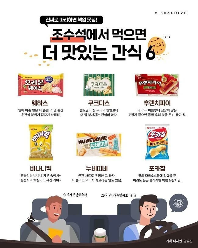 조수석에서 먹으면 더 맛있는 간식