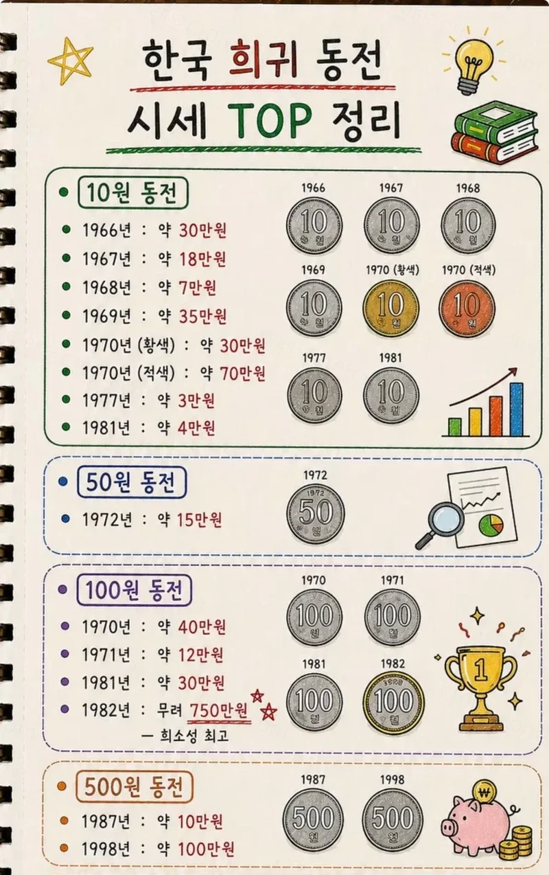 한국 희귀 동전 시세 총정리