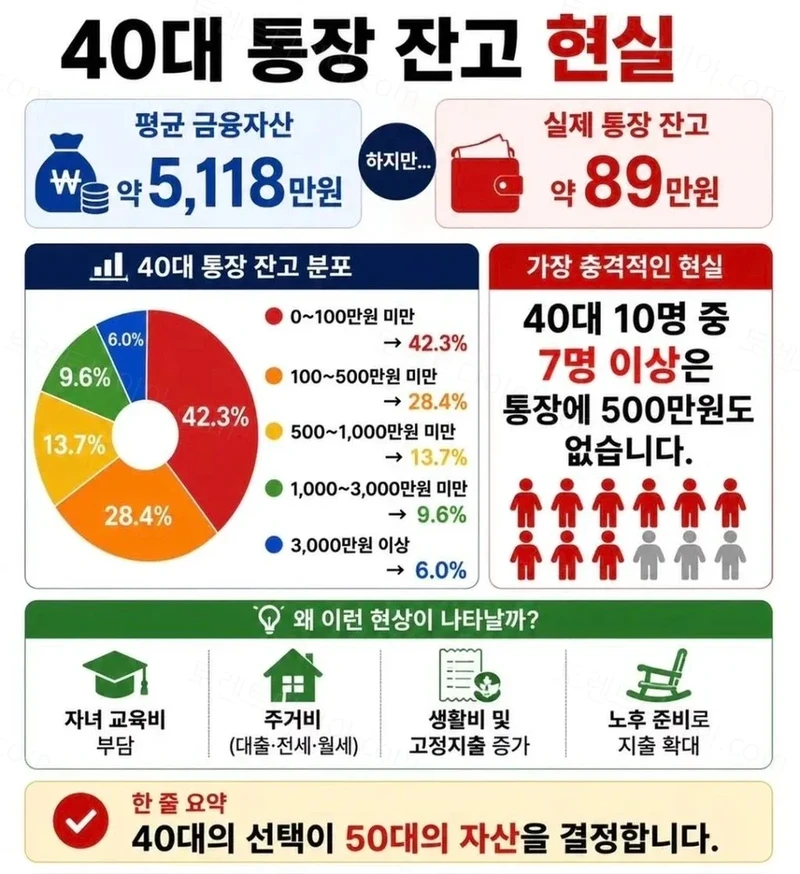 40대 통장 잔고 현실