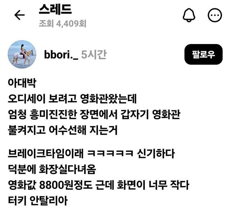 호불호 갈리는 터키 영화관 브레이크타임