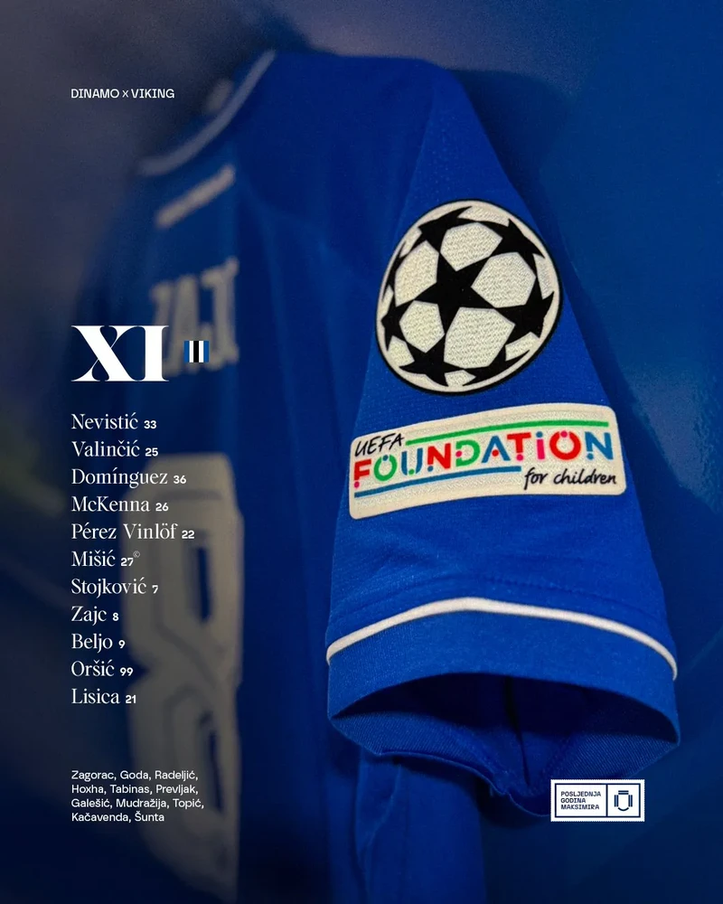 [UEFA 챔피언스 리그 플레이오프 1차전] GNK 디나모 자그레브 vs 비킹 FK 선발 라인업