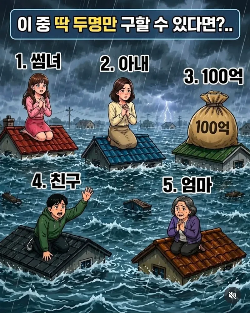 이 중 딱 두명만 구할 수 있다면?