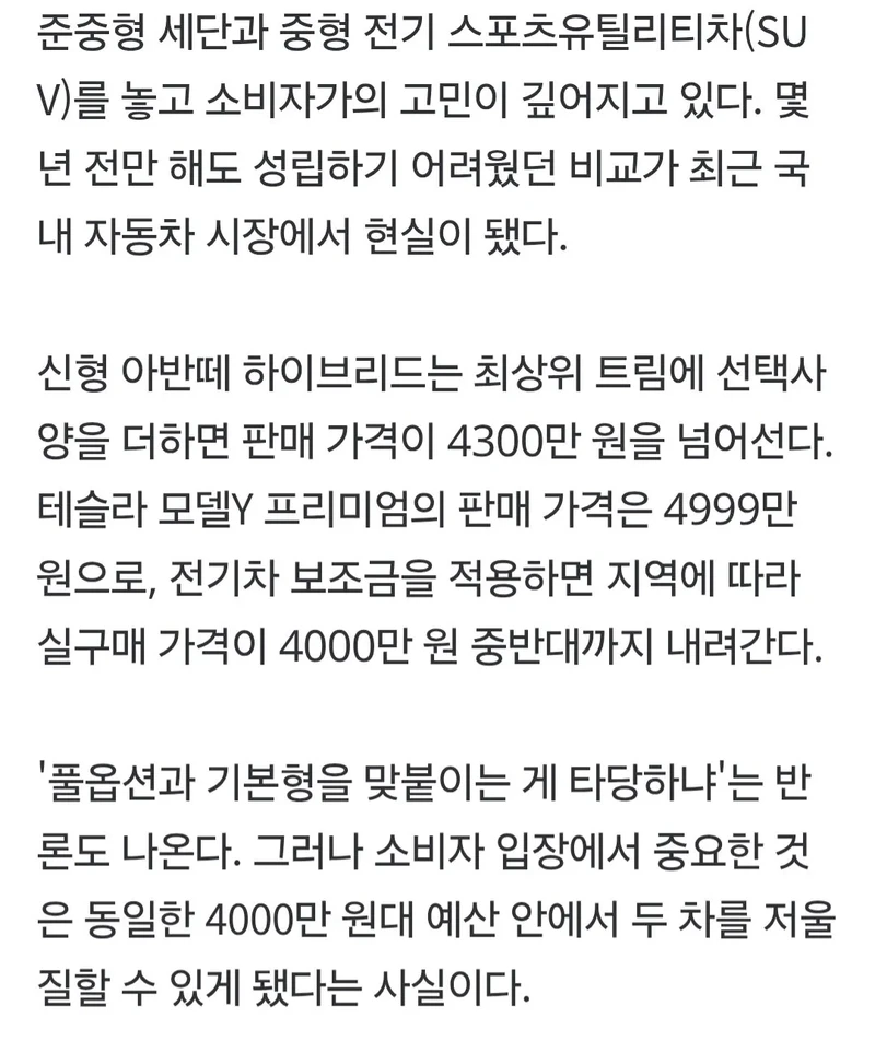 아반떼 풀옵션이랑 테슬라 모델y랑 비슷한 가격대ㄷㄷ-2