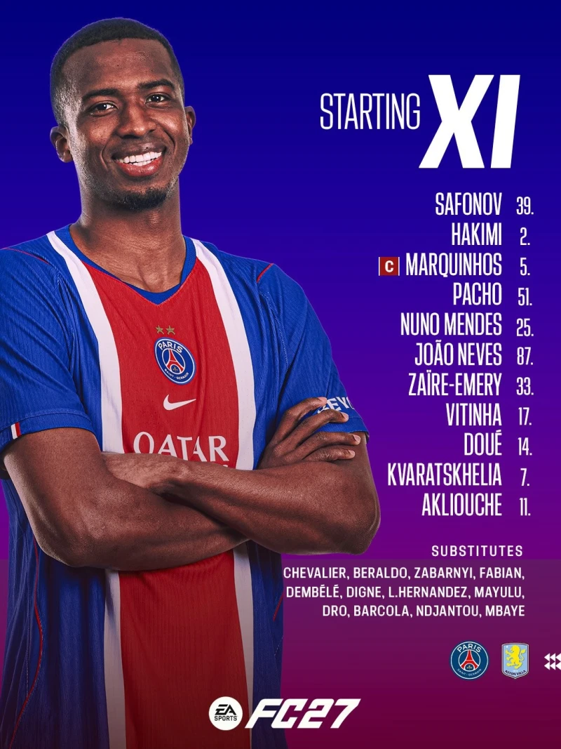 psg vs 빌라 선발 라인업