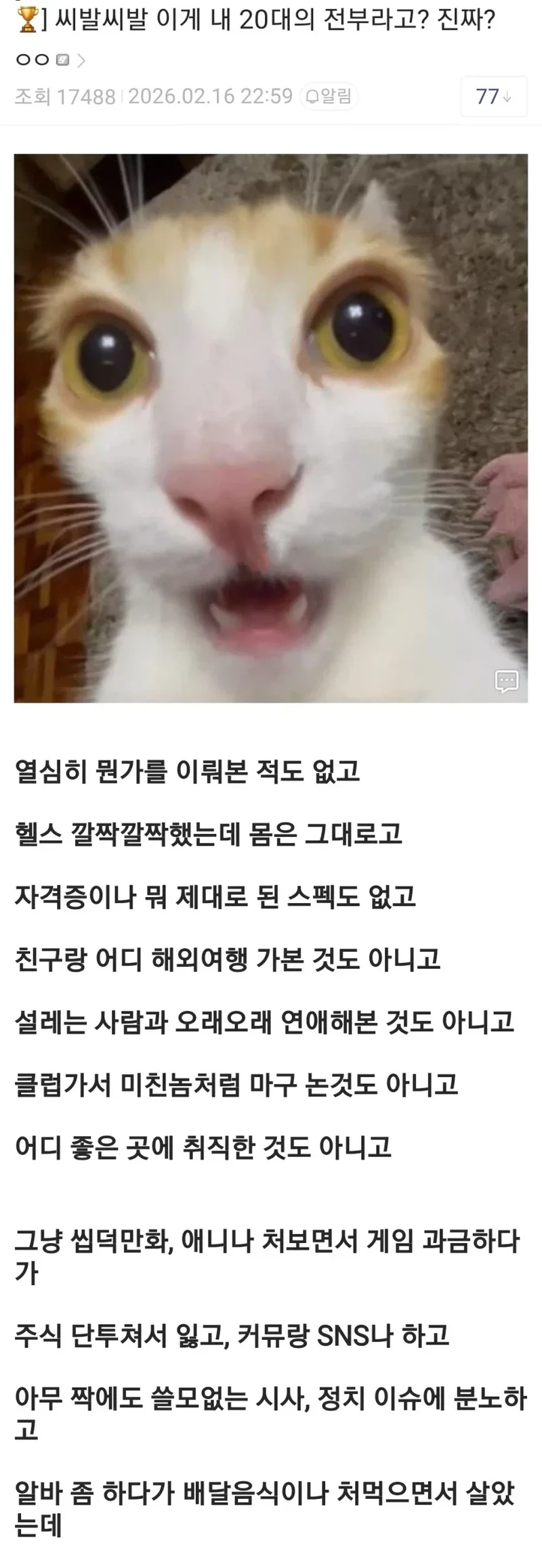 이게 내 20대의 전부란 말이냐