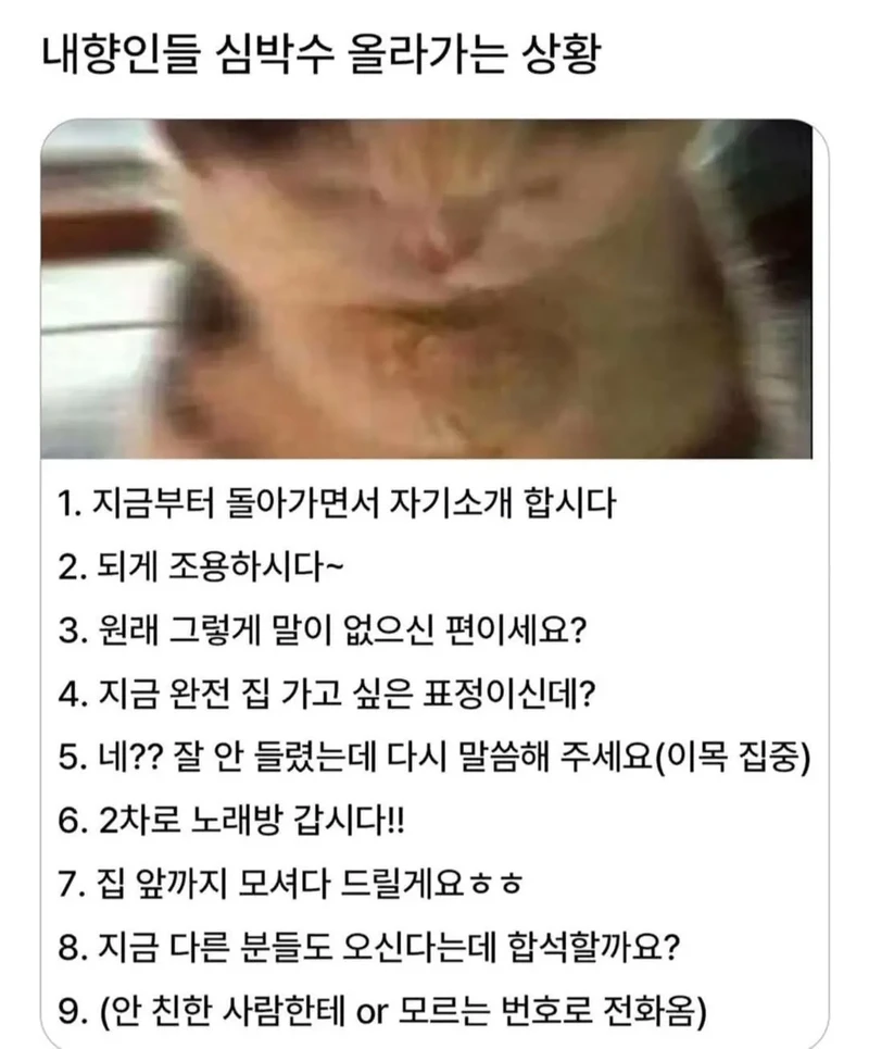 내향인들 심박수 올라가는 상황
