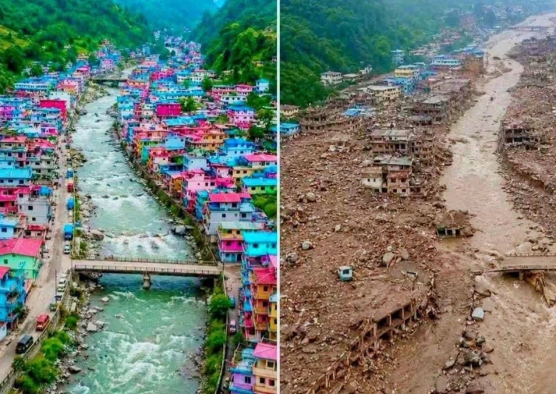 네팔 홍수 전 후 사진