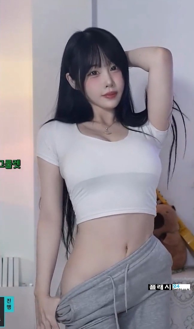 치골 강조하는 한갱 회색 츄리닝-8