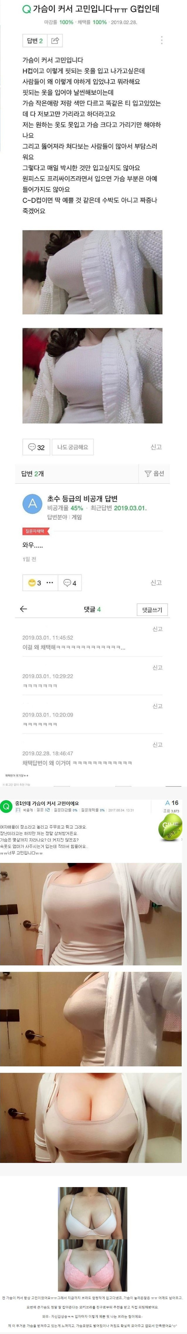 여자들 이정도로 크면 정말 고민거리가 되나요?
