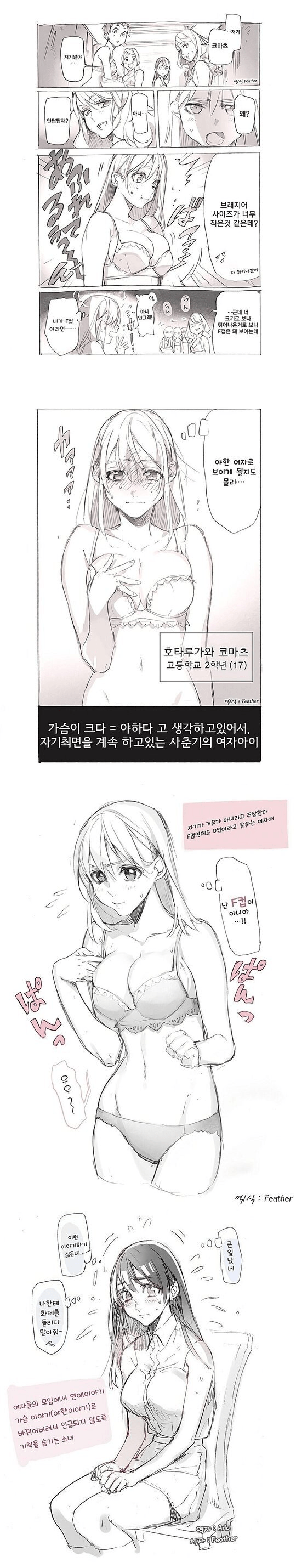 자기 가슴이 F컵인데도 D컵이라 주장하는 여자