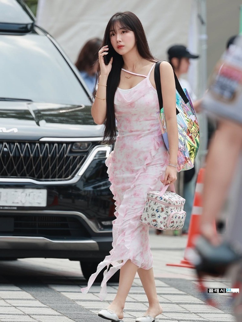 안지현 치어리더 하늘하늘 롱 원피스-14