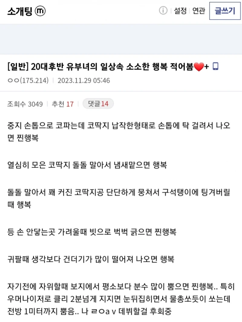 20대후반 유부녀가 말하는 일상속 소소한 행복