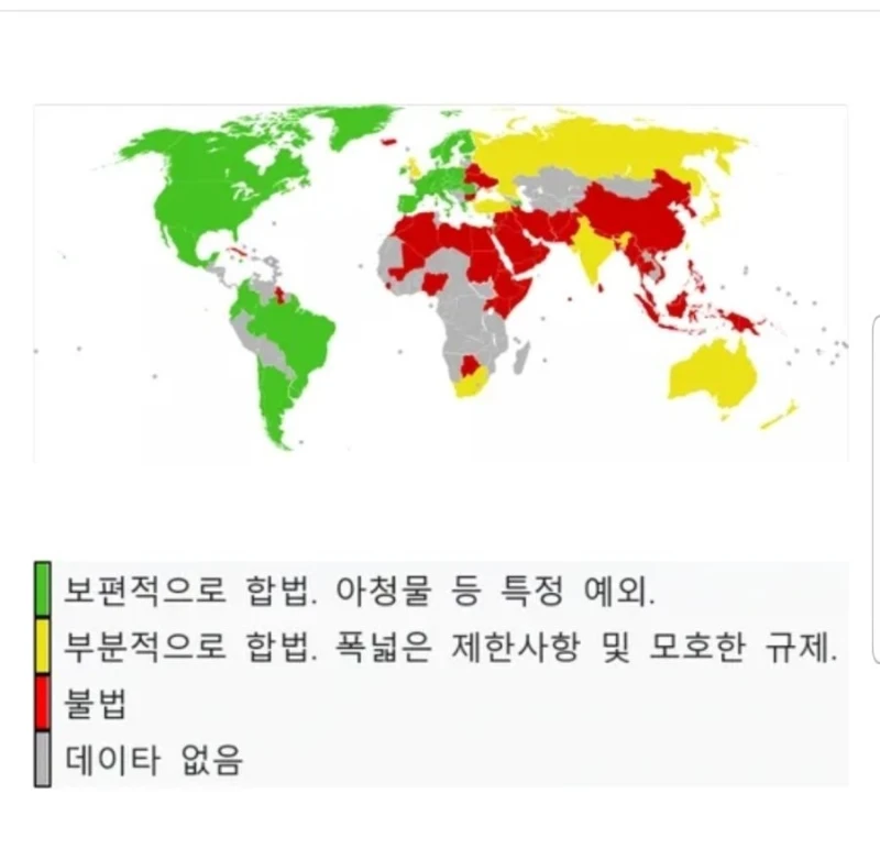 전세계 포르노 합법 불법 지도