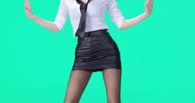 이아영 치어리더 가죽 오피스룩
