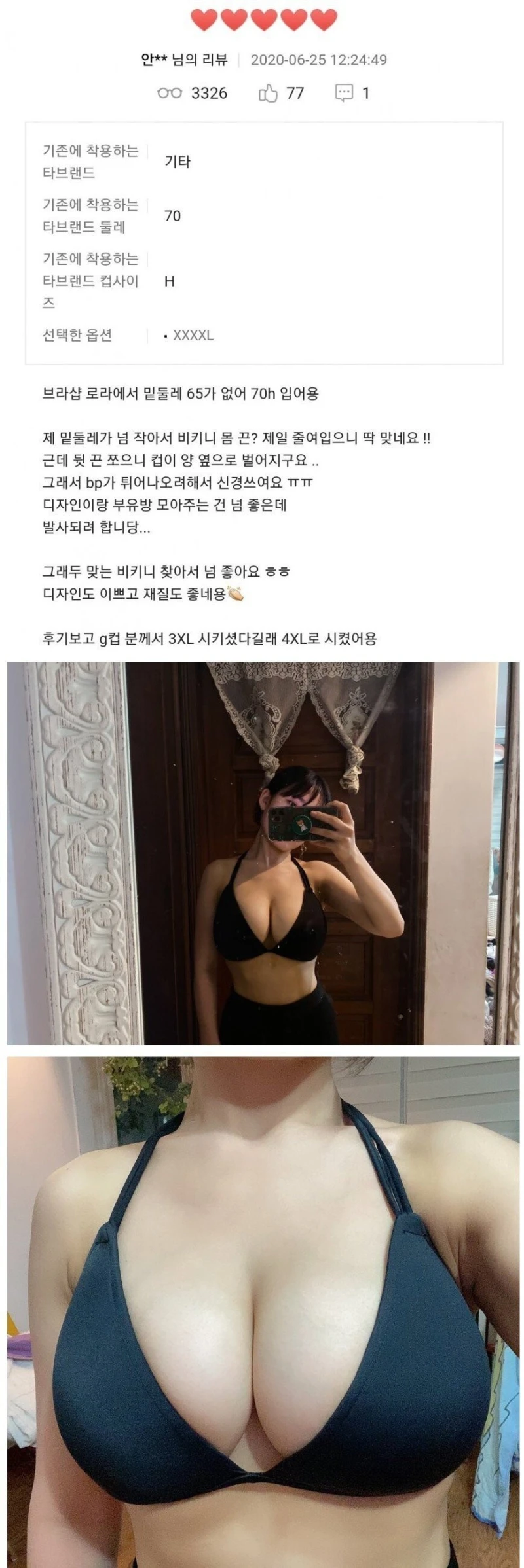 70H컵 4XL 브래지어 착용 후기