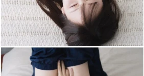 침대에서 벗는 여자.. 피부가 개사기