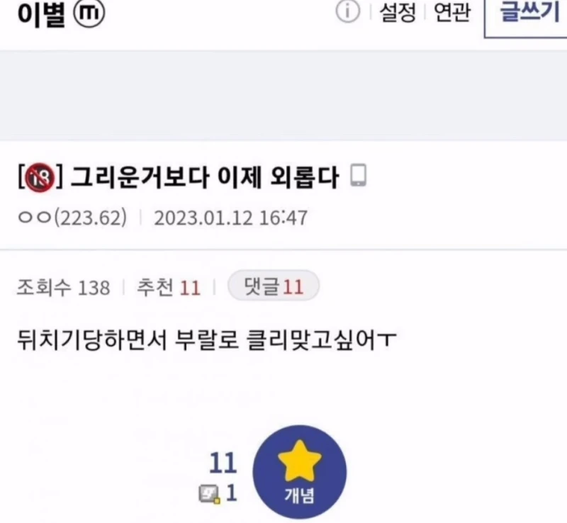 이별갤러리 화끈한 테토녀 눈나