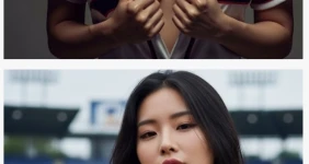 알몸에 유니폼만 걸친 여자