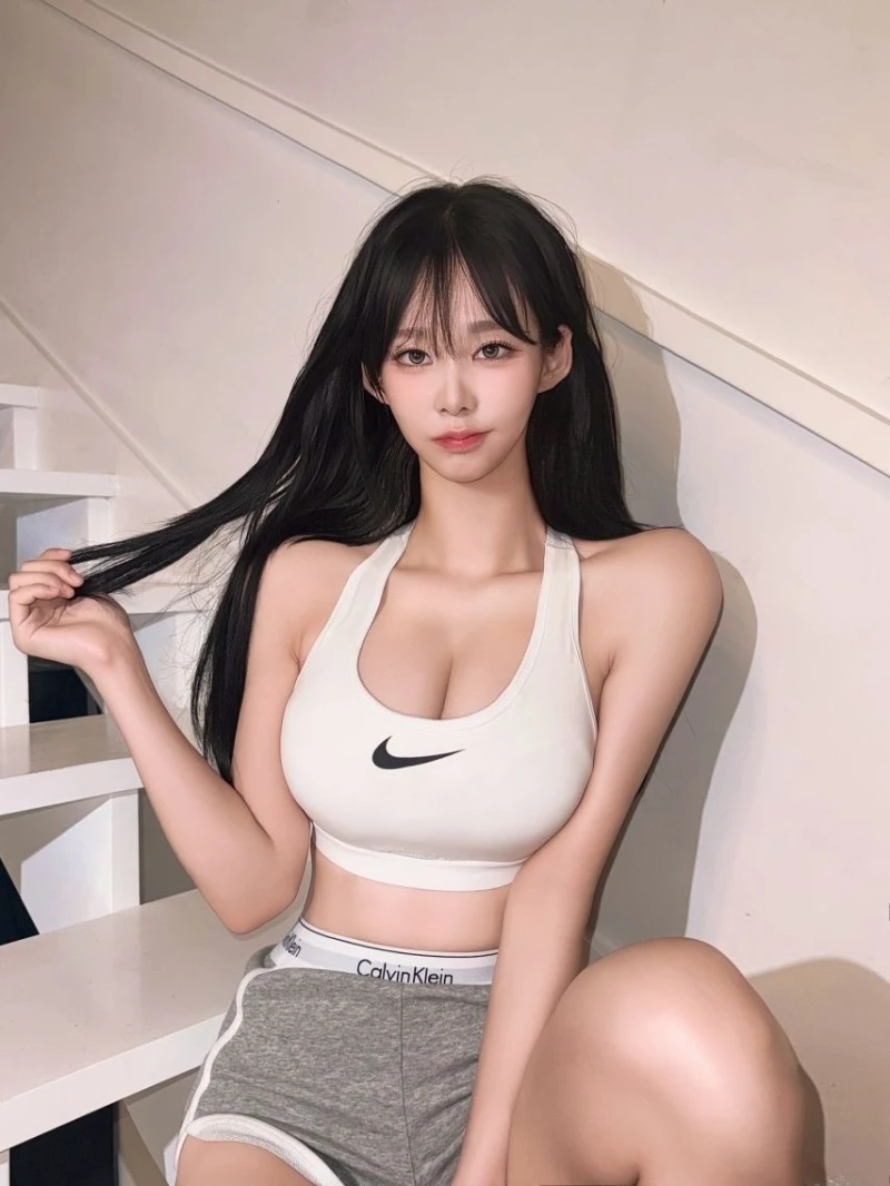 나이키 브라탑 가슴골 ck 팬티 회색 돌핀팬츠-4