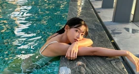 대만에 있는 '육상 카리나' 김민지 수영복