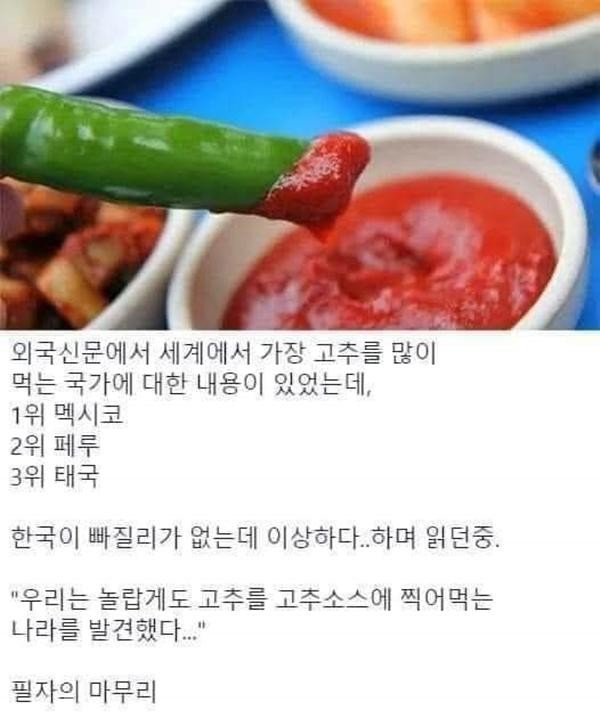 고추를 가장많이 먹는 나라 멕시코