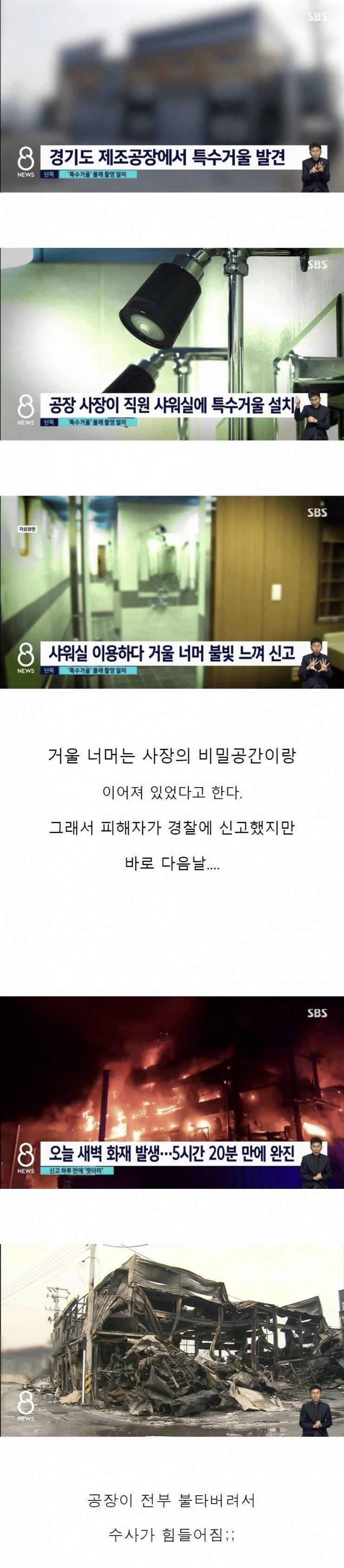 공장 샤워실 비밀거울 사건