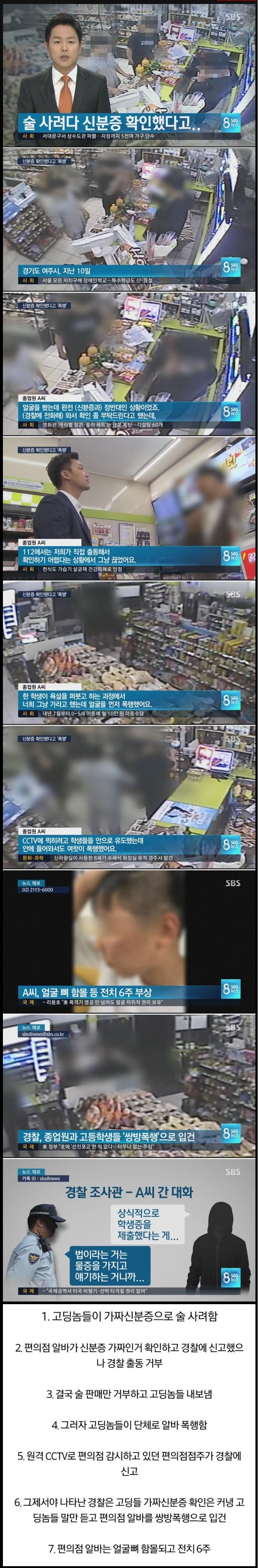 신분증 검사했다고 알바 폭행한 고딩들