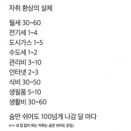 ㄹㅇ 숨만 쉬어도 나간다는 자취 비용-2