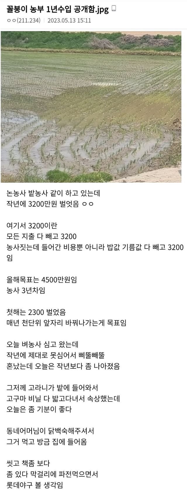 농사로 연 3200 번다는 디씨인 