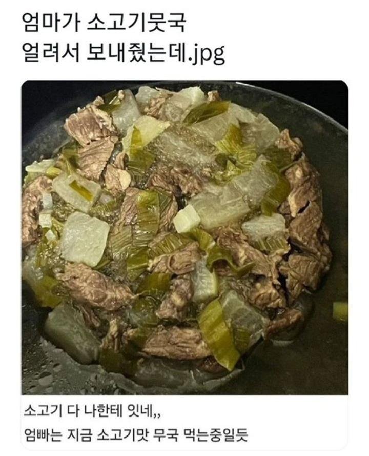 엄마가 소고기뭇국 얼려서 보내줬는데