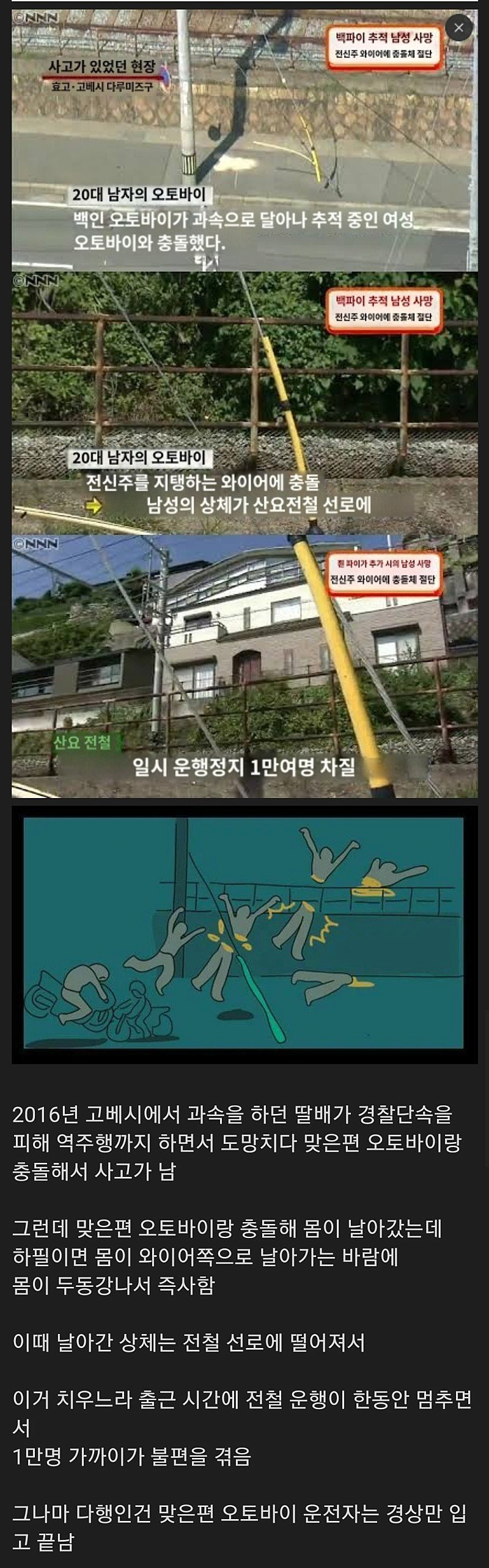 약혐) 몸이 토막난 오토바이 사고