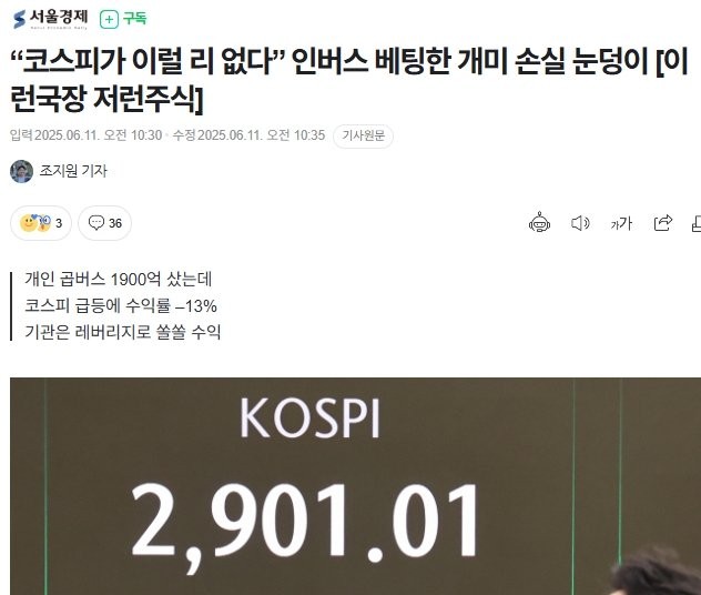 “코스피가 이럴 리 없다” 인버스 베팅한 개미 손실 눈덩이