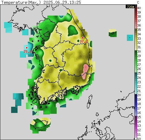 강원도 기온 37도 돌파 ㄷㄷㄷ
