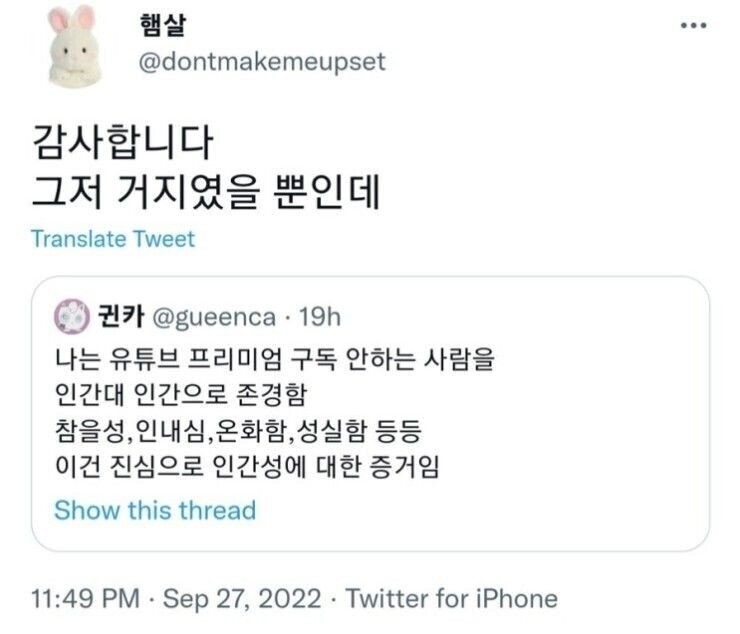 유튜브 프리미엄 안쓰는 사람들 존경함-2